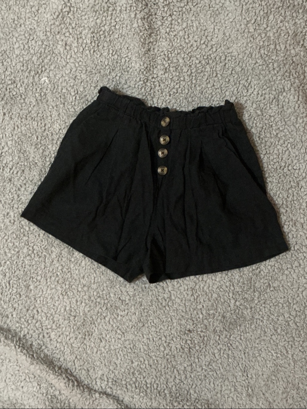 Charlotte Russe Black High-Waist Button-Front Shorts